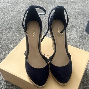 Aldo Dark Blue Espadrille Wedges